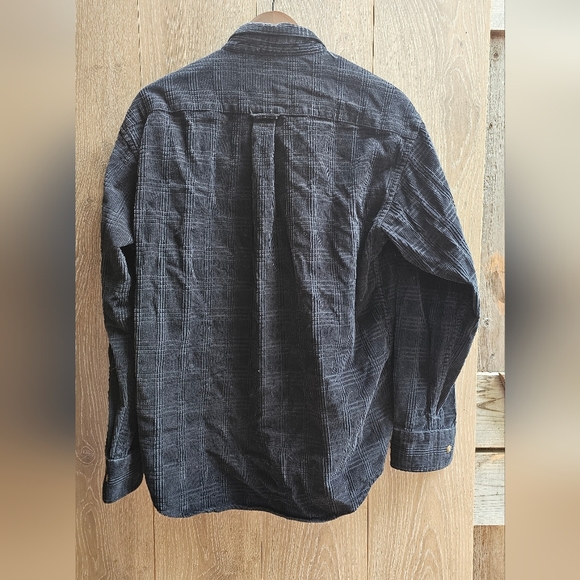 Cabela's VTG Dark Plaid Shirt Jacket Shacket Cotton Chore Coat Button Up - Picture 4 of 4